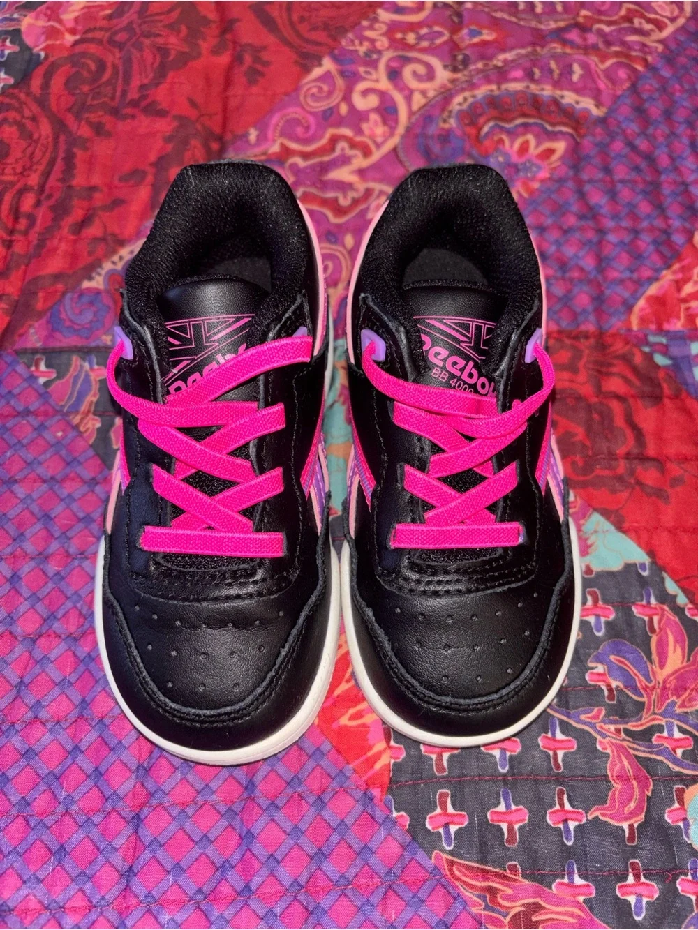 Reebok Kids Black and Hot Pink Sneakers